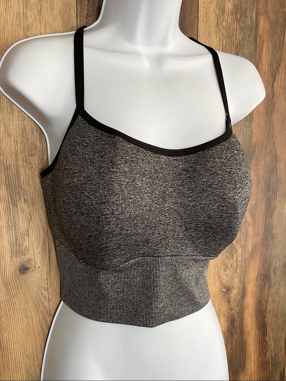 PINK Active Heathered Gray Longline Seamless Lightly Lined Sports Bra XL 370B
